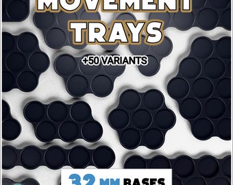 Vassoio di movimento | Basi da 32 mm | Vassoio unità wargame | Compatibile con 40k e AoS | Opzioni da 2 a 20 slot