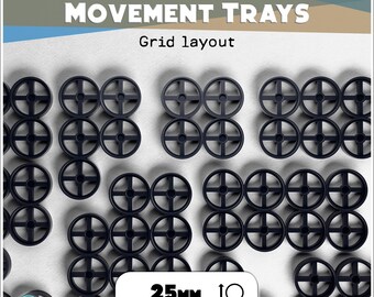 Magnetic movement tray | Grid layout | 25mm bases | Wargaming unit trays | Compatible with 40k & AoS | 2 to 20 slots options