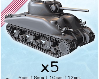 Sherman M4A1 | ABS-like resin | 6mm 8mm 10mm 12mm | World War Two WW2 WWII | Wargame