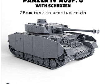 Panzer IV Ausf. H (with schürzen) | ABS-like resin | 28mm 1:56 | Wargame Miniature Model Tank Germany German WWII ww2 World War ii