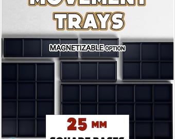 Movement tray for 25mm square bases | Wargaming unit trays | Compatible with Old World & Fantasy wargames | 2 to 20 slots options
