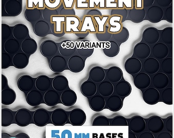 Movement tray for 50mm bases | Wargaming unit trays | Compatible with 40k & AoS | 2 to 20 slots options