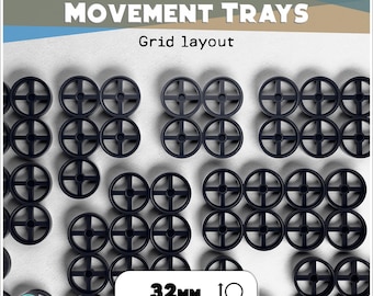 Magnetic movement tray | Grid layout | 32mm bases | Wargaming unit trays | Compatible with 40k & AoS | 2 to 20 slots options