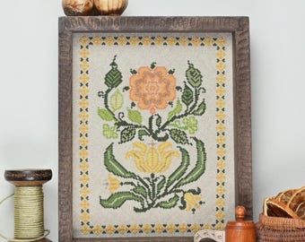 Tulip and Marigold Cross Stitch Pattern, Botanical Flowers (Digital PDF)
