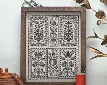 Ode to Joy Sampler. Digital PDF cross stitch embroidery pattern. Medieval Sampler