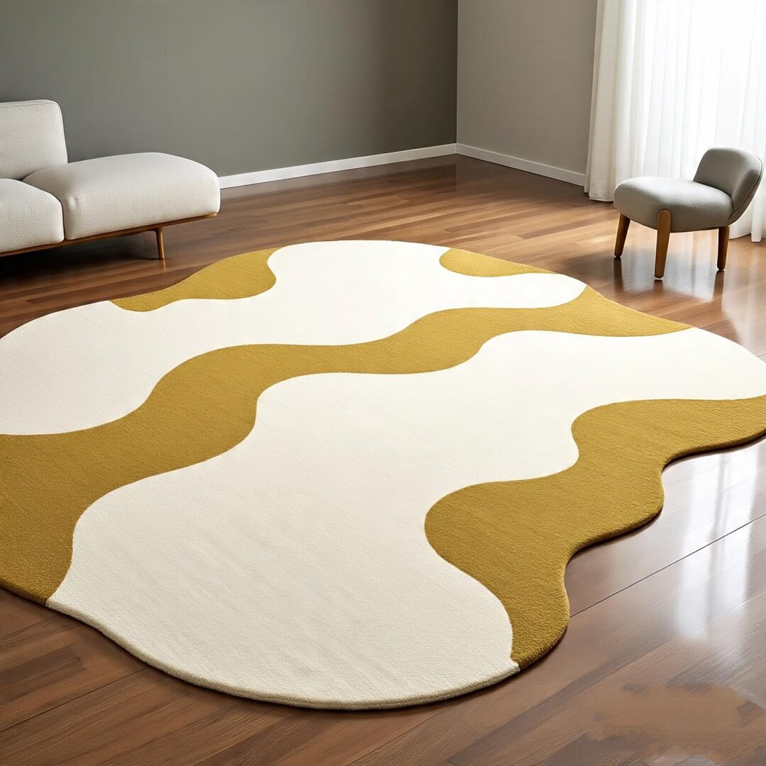 Amorph Rugs Abstract Amoeba Shape Blue Area Rug – Modern Irregular Teal Carpet for ...