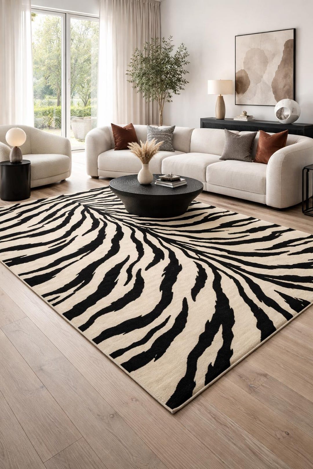 Zebra Print Entry Rug Luxury Zebra Print Neutral Area Rug - Modern Animal Pattern Carpet for ...