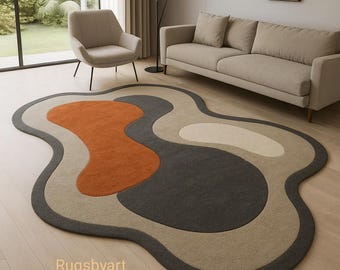 Hedendaags golvend abstract vloerkleed – palet aardetinten