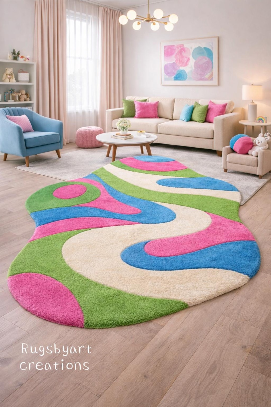 Candy Color Abstract Shape Rug - Etsy