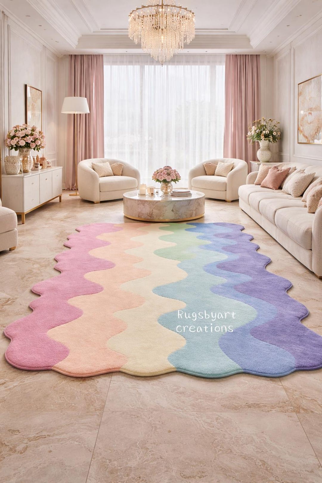 Pastel Wave Luxury Wool Rug - Etsy UK