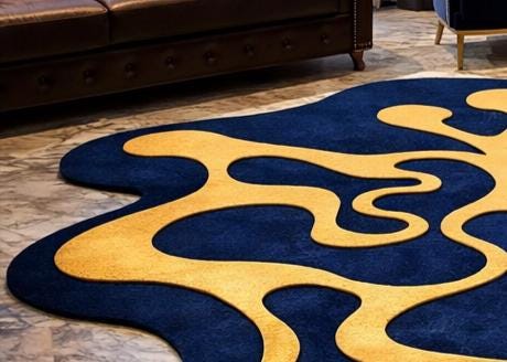 Luxury Abstract Hand Tufted Wool Rug – Navy Blue & Gold - Etsy