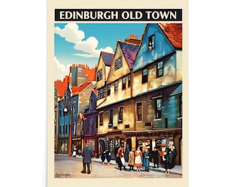 Edinburgh Old Town Watercolor Print, Scottish Travel Art