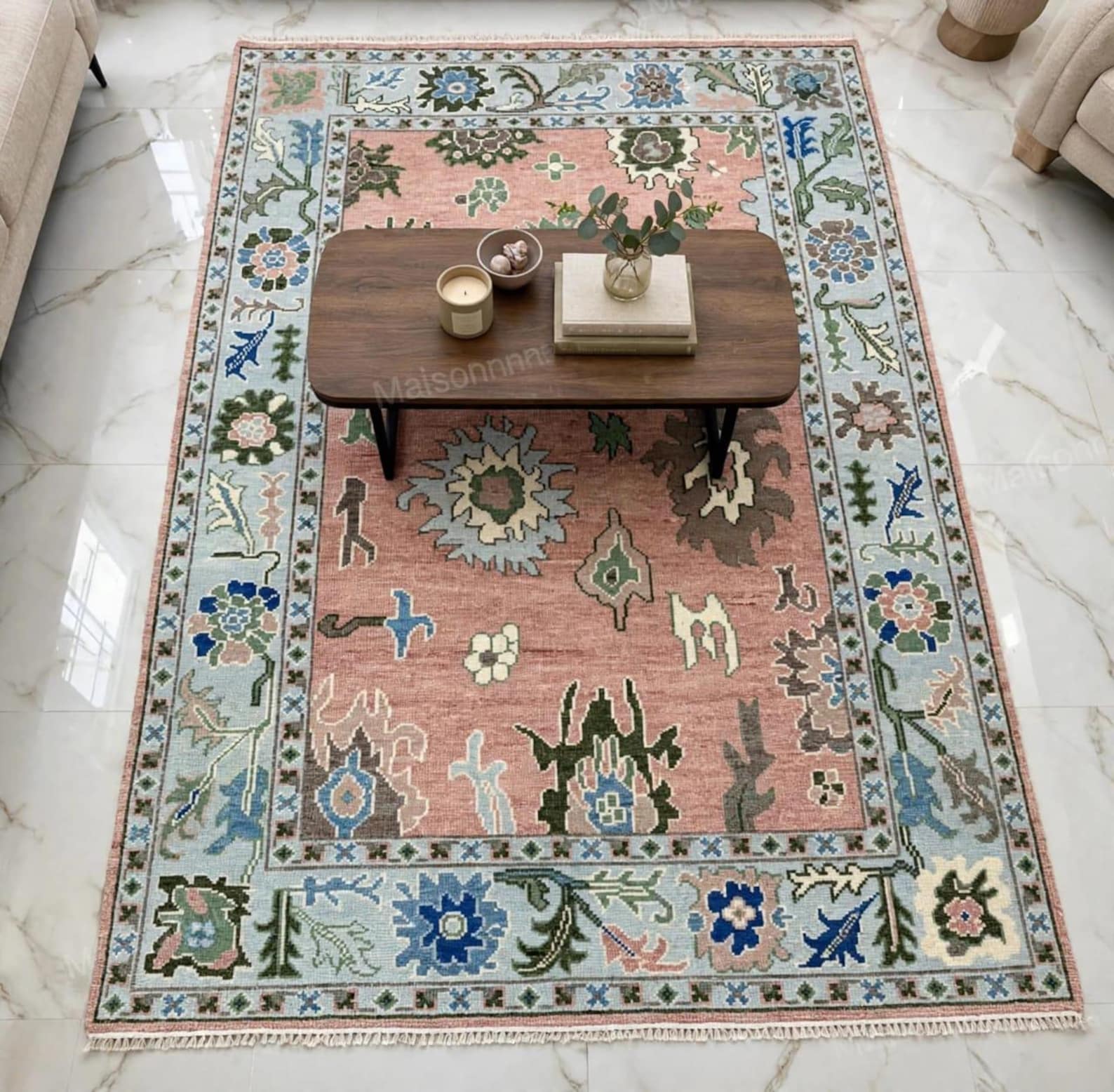 Pink Japanese Rug Pink Vintage Hand Knotted Floral Oriental Rug, Carpet, Persian Style ...