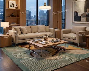 Hand Tufted Wool Rug Abstract Modern Area Geometric Contemporary Carpet Living Room decor
