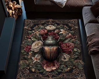 Vloerkleed Cottagecore Beetle – Art Deco-vloerdecoratie bloemen