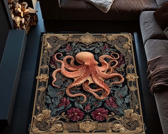 Octopus Ocean Rug, Nautical Decor Rug