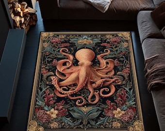 Vintage Octopus Teppich Ocean Sea Life Dekor-Oktopus-Muster-Bereich