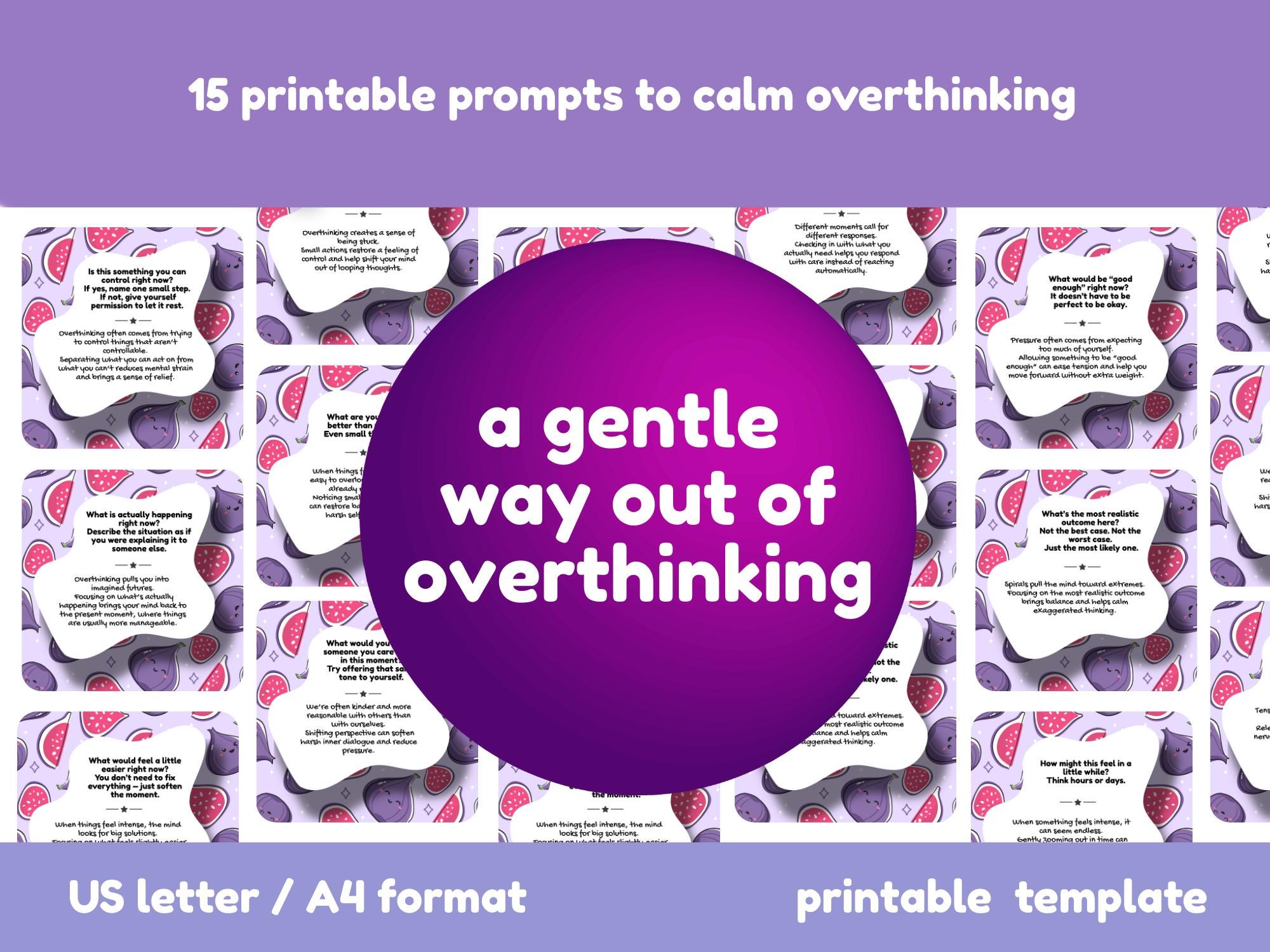 Overthinking Prompts | 15 Printable Cards to Calm Racing Thoughts - Etsy