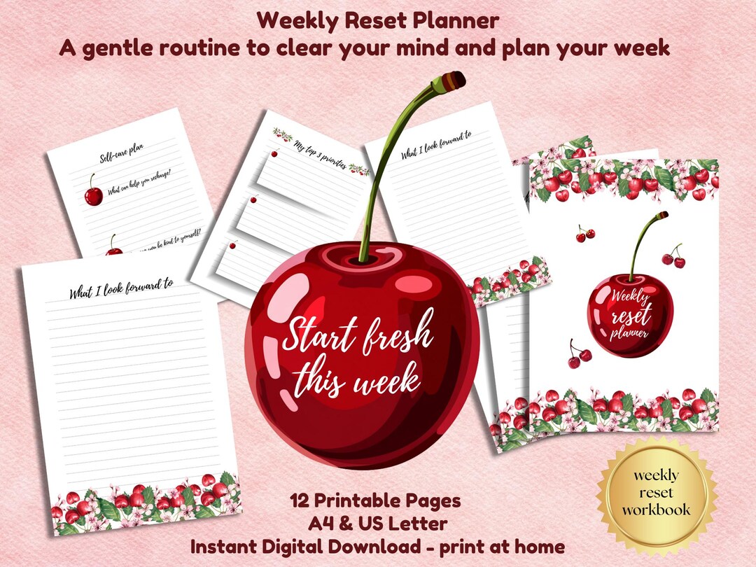 Weekly Reset Planner | Self Care Printable | Sunday Reset Workbook - Etsy