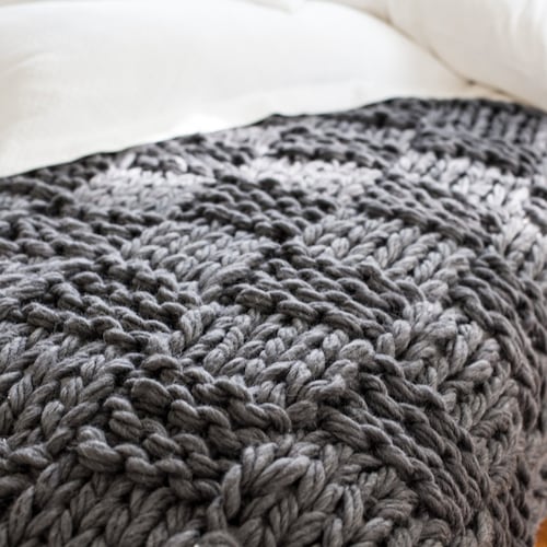Easy Chunky Knit Blanket Pattern Small Knit Throw Knitting Etsy