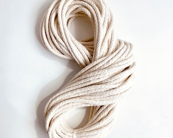 75 Feet 7/32" 100%  Braided Cotton Rope