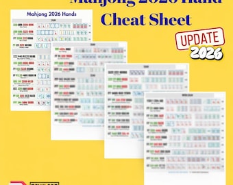 Guía de referencia imprimible de Mahjong americano 2026, guía visual de cartas en PDF para descargar.