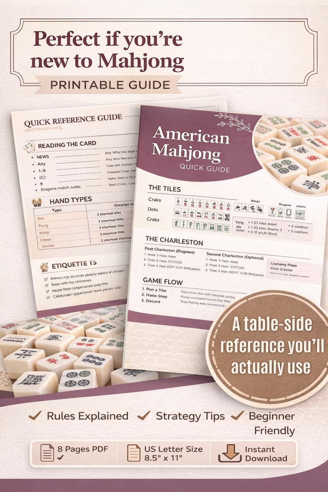 Rules For Mahjong Mahjong Quickstart Guide, Printable American Mahjong Rules for ...