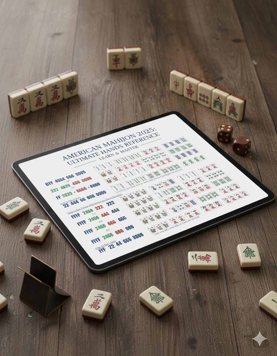 2026 American Mahjong Cheat Sheet, Simple Reference Card for Mahjong ...