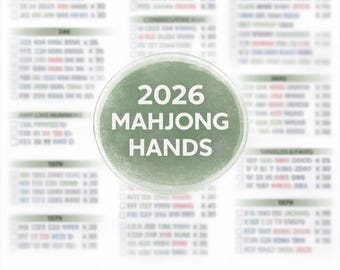 Mahjong 2026 Card Hand Tracker Printable PDF Download
