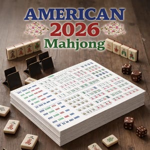 Mahjong Printable Cheat Sheet, NMJL Card 2026 Hands Guide, Easy Mahjong Help, American Mahjong Reference, Mahjong Lovers