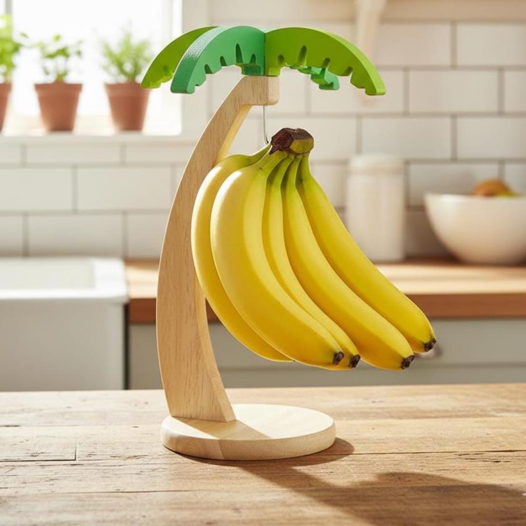 Wooden Banana Rack – Hanging Fruit Storage With Hook, Kitchen ...