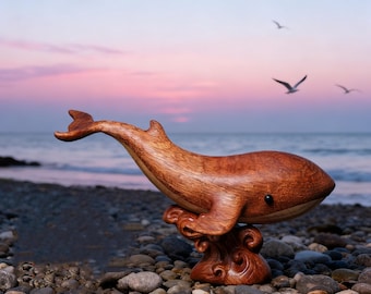 クジラの彫刻 | クジラの棚飾り | 海の動物の置物 - Etsy 日本