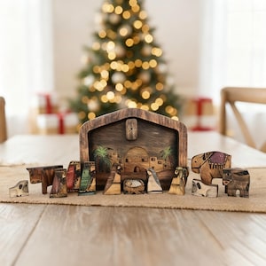 Wooden Nativity Puzzle Toy Set | Montessori Christmas Playset | Kids Christian Gift | Handcrafted Jesus Birth Scene | Christian Family Decor