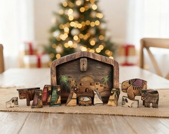 Décoration De Noël En Bois - Ornement Crèche De La Nativité 7x3x6 Pouces - Sculpture 3D Tilleul - Pour Sapin Et Déco Intérieure