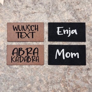 Personalizable | Parche de piel sintética negro y plateado | Lavable | Parche bordado | Texto personalizado | Metálico