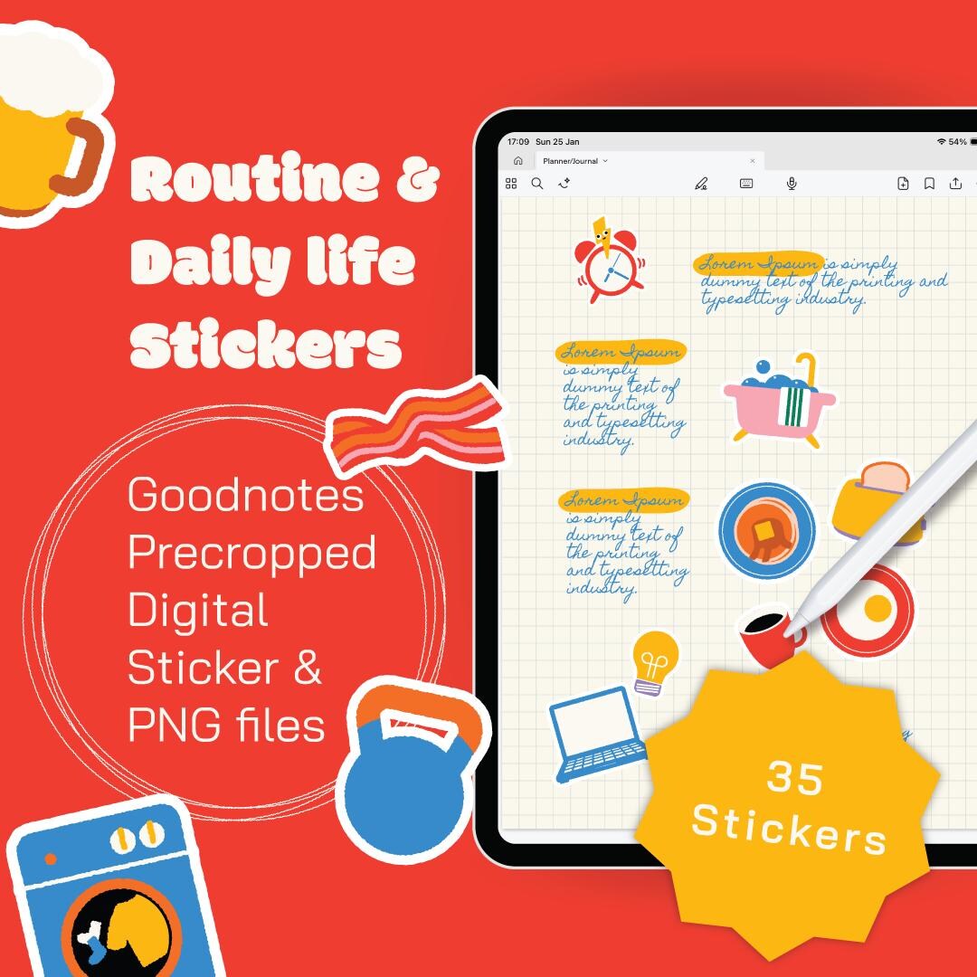 Cute Daily Life Digital Stickers Set | Digital Planner Stickers ...