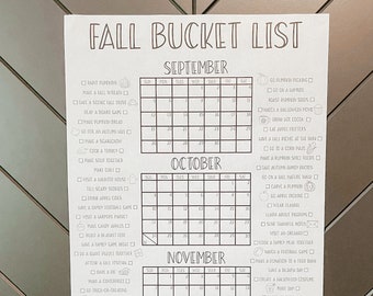 Fall Bucket List, 2023, Fall Countdown Poster, Fall Countdown, Fall Poster, Fall Print, Fall Check List, Fall Check List, Fall Activity