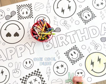 Cool Dude Coloring Table Runner, Happy Dude Themed Birthday, Coloring Page, Giant Coloring Poster, Coloring, One Cool Dude Birthday
