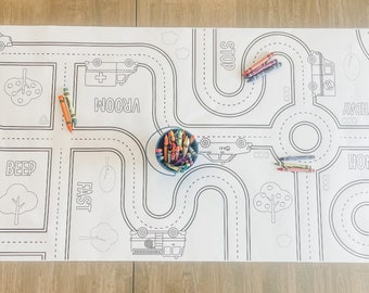 Cars and Trucks Coloring Table Runner, Transportation Birthday Coloring Page, Cars Giant Coloring Poster, Coloring, Party Decorations, Cars