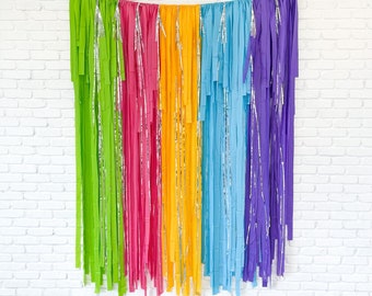 Science Fringe Backdrop, Girl, Streamer Backdrop, Bright Backdrop, Birthday Party Backdrop, Birthday Party, Tropical Backdrop, Summer Party