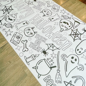 Halloween Party Coloring Table Runner, Halloween Coloring Page, Ghost Giant Coloring Poster, Party Decorations, Coloring Table Cloth