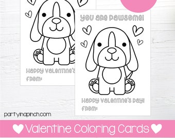 Puppy Valentine Coloring Pages, Puppy Valentine, Valentine's Day, Dog Coloring, Printable Coloring Card, Instant Download, Digital