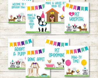 Puppy Party Signs, Set of 8, Puppy Party, Puppy Birthday Sign, Puppy Birthday Party, Dog Party, Instant Download, Printable, Digital, Girl,