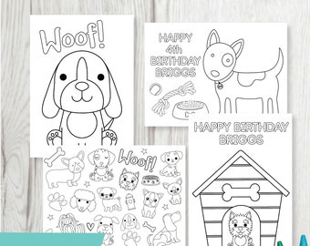 Editable Puppy Coloring Party Favors, Puppy Birthday Party, Printable, Dog Birthday Party, Coloring Favor, Puppy Favor, Digital Download,Dog