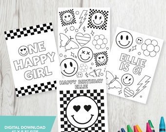 Editable Smiley Coloring Party Favor, Smiley Birthday Party, Printable, Smiley Birthday Party, Coloring Favor, Smiley Face, Digital Download