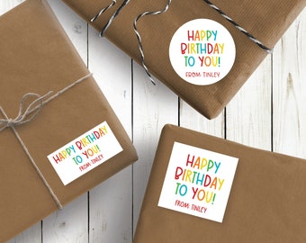 Happy Birthday Personalized Stickers, Happy Birthday Stickers, 2.5" Stickers, Birthday Labels, Custom Birthday Label,  Birthday Gift Sticker
