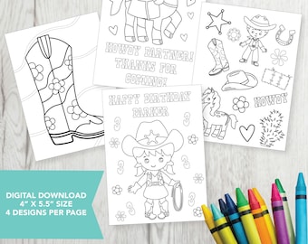 Editable Cowgirl Coloring Party Favors, Cowgirl Birthday Party, Printable, Western Birthday Party, Coloring Favor, Digital Download