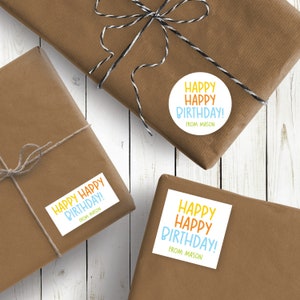 Happy Birthday Personalized Stickers, Happy Birthday Stickers, 2.5&quot; Stickers, Birthday Labels, Custom Birthday Label,  Birthday Gift Sticker