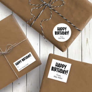 Happy Birthday Personalized Stickers, Happy Birthday Stickers, 2.5&quot; Stickers, Birthday Labels, Custom Birthday Label,  Birthday Gift Sticker