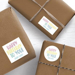 Happy Birthday Personalized Stickers, Happy Birthday Stickers, 2.5&quot; Stickers, Birthday Labels, Custom Birthday Label,  Birthday Gift Sticker